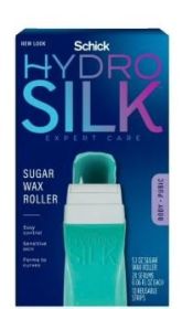 Schick Hydro Silk Sugar Wax Hair Removal Roller With 10 Reusable Strips & 2 Serum Sachets, Womens Waxing Kit, For Sensitive Skin, Rinsible With W
