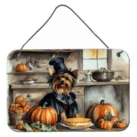 NEW Yorkie Fall Kitchen Pumpkins Wall or Door Hanging Prints Aluminum Metal Sign Kitchen Wall Bar Bathroom Plaque Home Decor, 8HX12W, Multicolor
